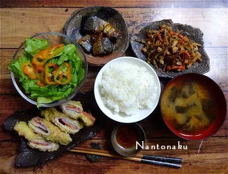 NANTONAKU　０６ー０２　黒ごまでキンピラ　サバの味噌煮　５０円惣菜　1