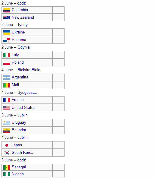 World Cup U20 round of 16 matches 2019