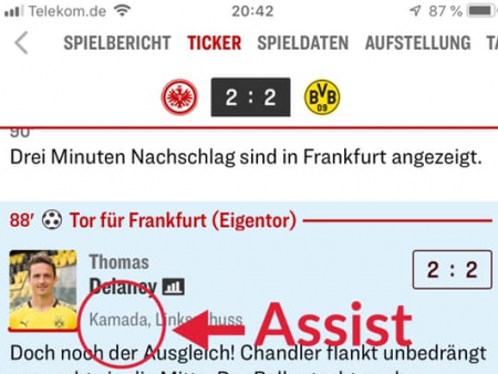 Daichi Kamada helps Eintracht Frankfurt draw with Dortmund assist